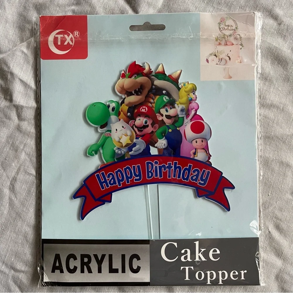 Super Mario & Friends game series Happy Birthday Acrylic cake topper, new